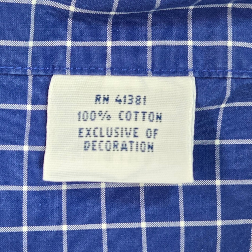Ralph Lauren Button Down Shirt Mens XL Blue Windowpane Check Long Sleeve Cotton - Picture 9 of 14